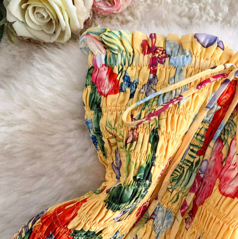 Off-shoulder Butterfly Printed Fishtail Dress