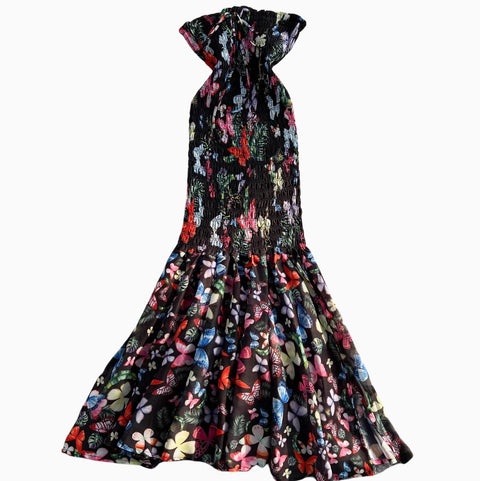 Off-shoulder Butterfly Printed Fishtail Dress