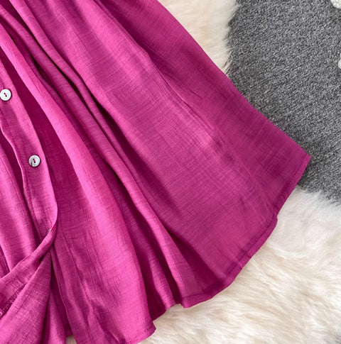 Deep V-neck Drawstring Sunscreen Dress