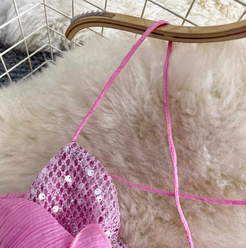 Bow-tie Irregular Ruffled Slip Dress