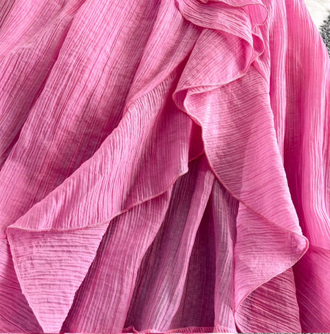 Bow-tie Irregular Ruffled Slip Dress