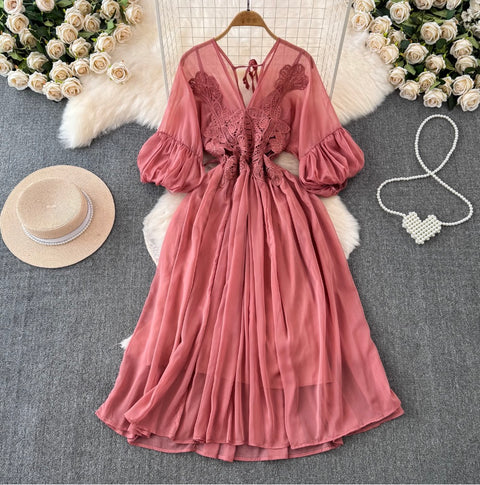 Bohemian Style Lace Chiffon Patchwork Dress
