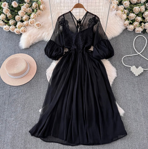 Bohemian Style Lace Chiffon Patchwork Dress