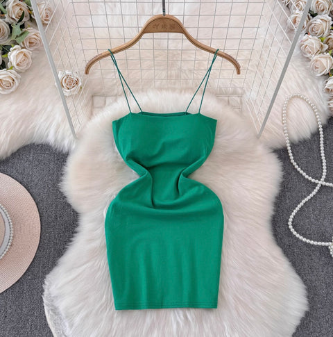 Simple Design Hip-wrapping Short Dress