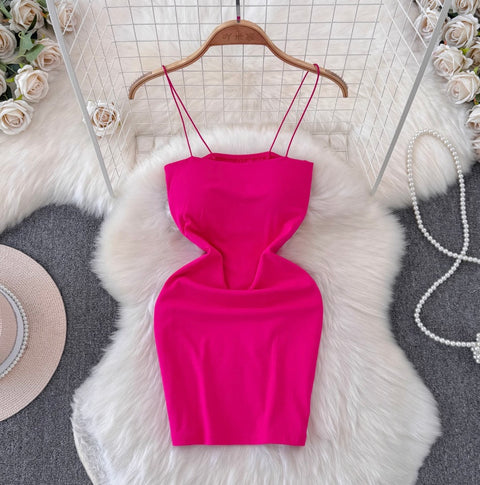 Simple Design Hip-wrapping Short Dress