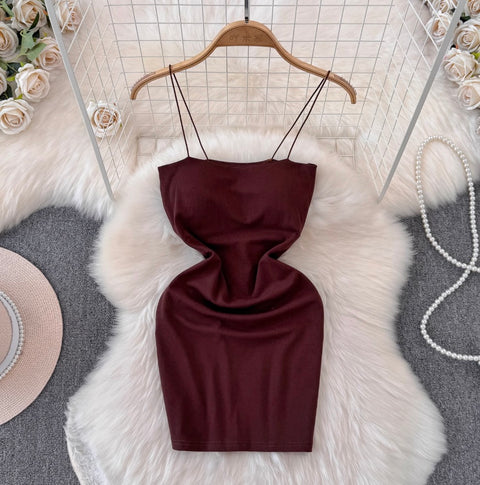 Simple Design Hip-wrapping Short Dress