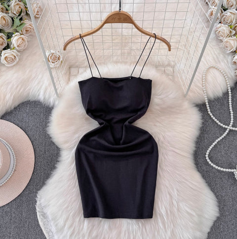 Simple Design Hip-wrapping Short Dress