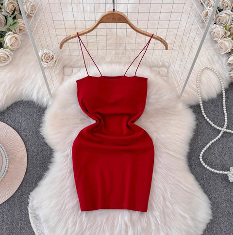 Simple Design Hip-wrapping Short Dress