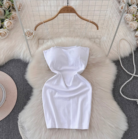 Simple Design Hip-wrapping Short Dress