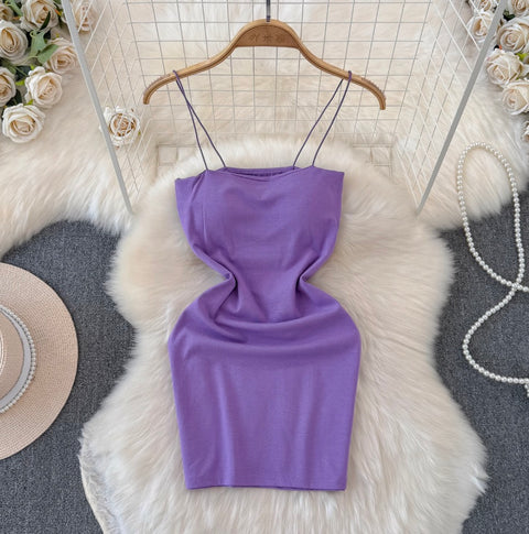 Simple Design Hip-wrapping Short Dress