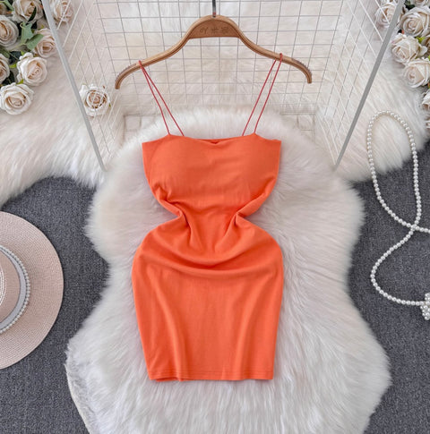 Simple Design Hip-wrapping Short Dress