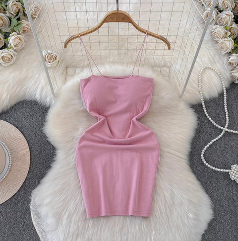 Simple Design Hip-wrapping Short Dress