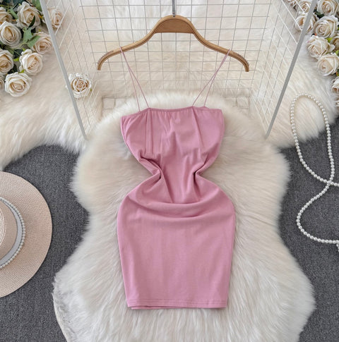 Simple Design Hip-wrapping Short Dress