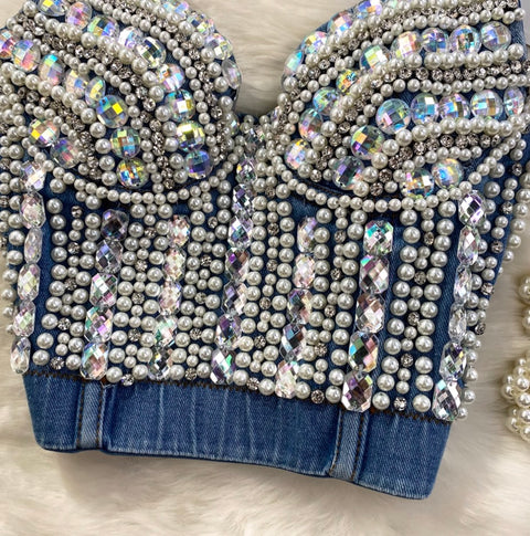 Rhinestone Beaded Slim-fit Camisole Top