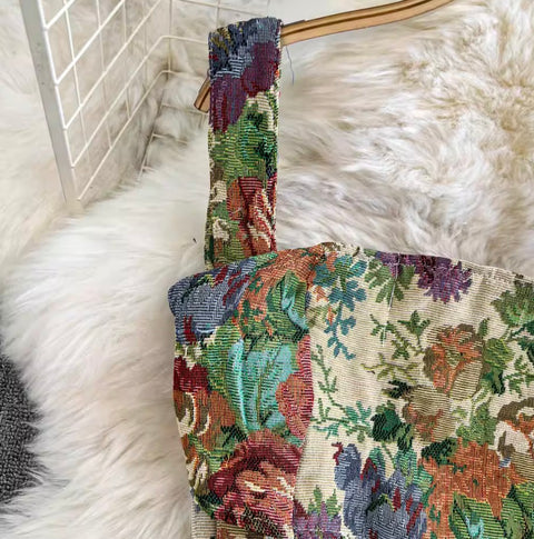 Oil Painting Floral Strap Rompers