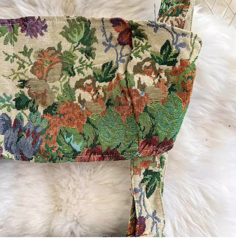 Oil Painting Floral Strap Rompers