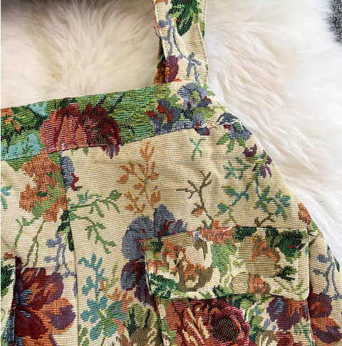 Oil Painting Floral Strap Rompers