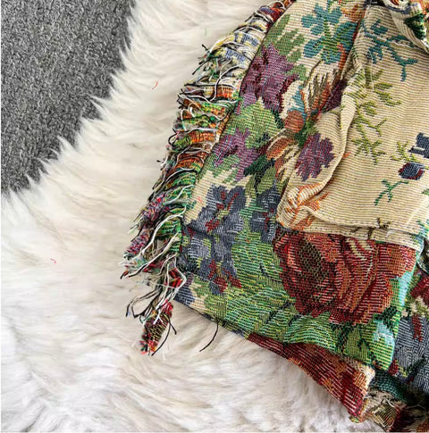 Oil Painting Floral Strap Rompers