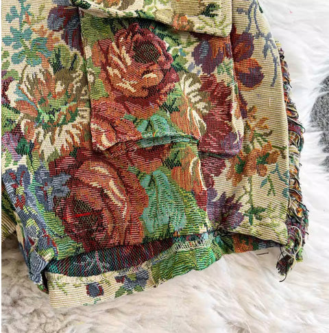 Oil Painting Floral Strap Rompers