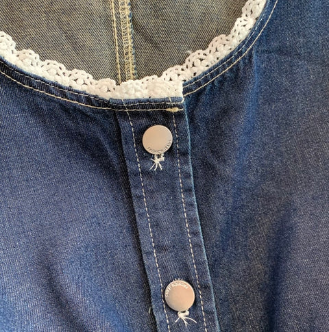Lace Patchwork Denim Vest & Jeans 2Pcs