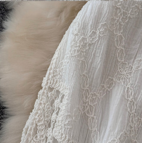 Hollowed Embroidery Knit Casual Trousers