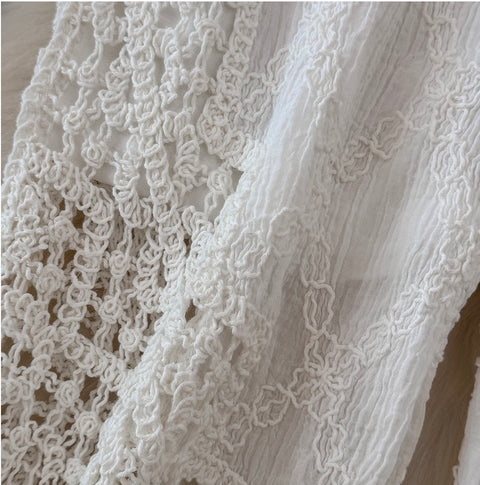 Hollowed Embroidery Knit Casual Trousers