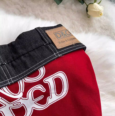 Denim Patchwork Top & Jeans 2Pcs