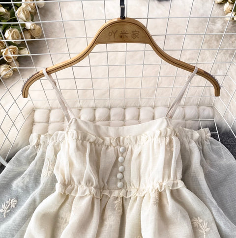 Sweetie Puffy Embroidered Slip Top