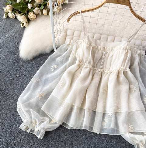 Sweetie Puffy Embroidered Slip Top