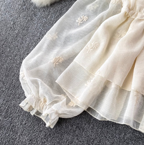 Sweetie Puffy Embroidered Slip Top