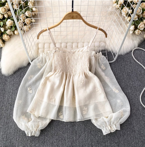 Sweetie Puffy Embroidered Slip Top