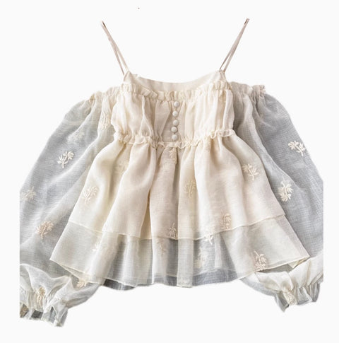 Sweetie Puffy Embroidered Slip Top