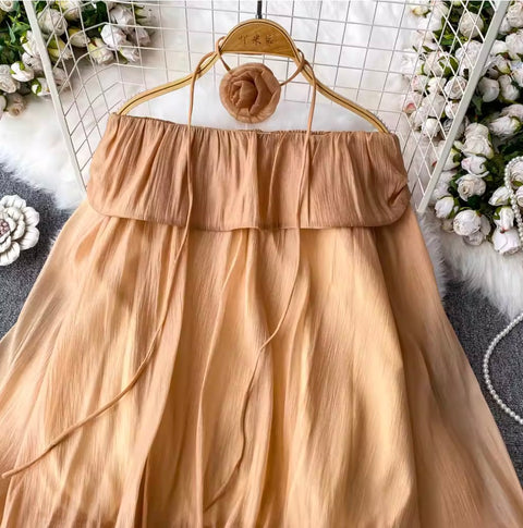 Flared Sleeve Off-shoulder Top with Choker