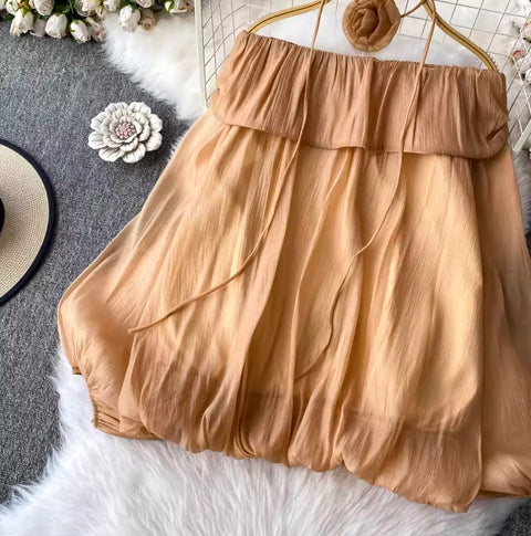 Flared Sleeve Off-shoulder Top with Choker