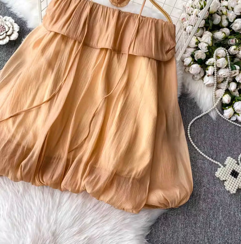 Flared Sleeve Off-shoulder Top with Choker