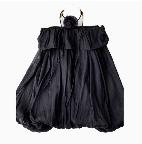 Flared Sleeve Off-shoulder Top with Choker