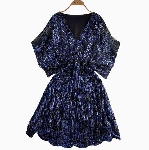 Elegant V-neck Sequined Embroidery Dress