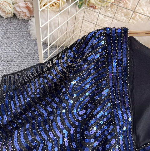 Elegant V-neck Sequined Embroidery Dress