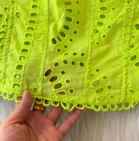 Hollowed Camisole & A-line Skirt 2Pcs