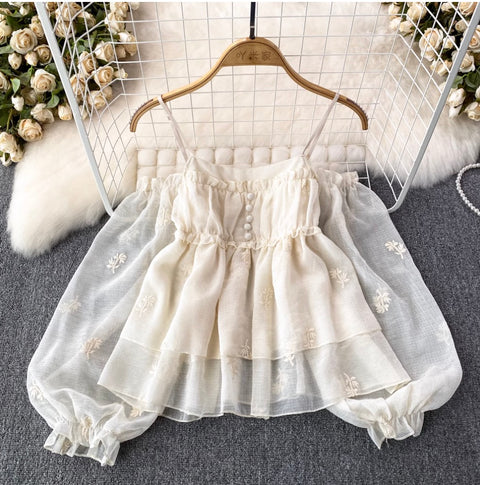 Sweetie Puffy Embroidered Slip Top