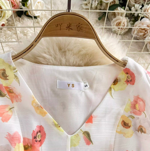 Sweetie V-neck Floral Printed Dress