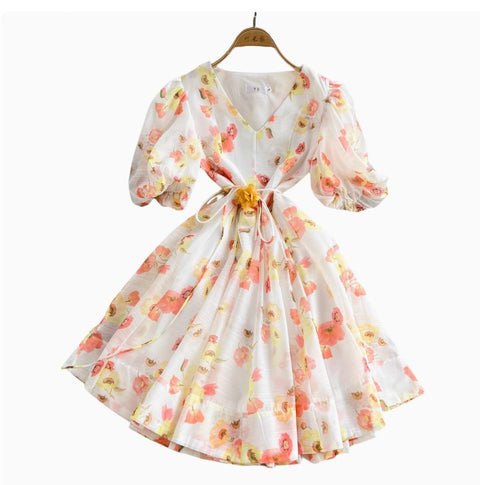 Sweetie V-neck Floral Printed Dress