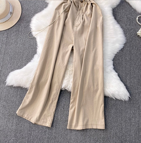 V-neck Sleeveless Drawstring Jumpsuits