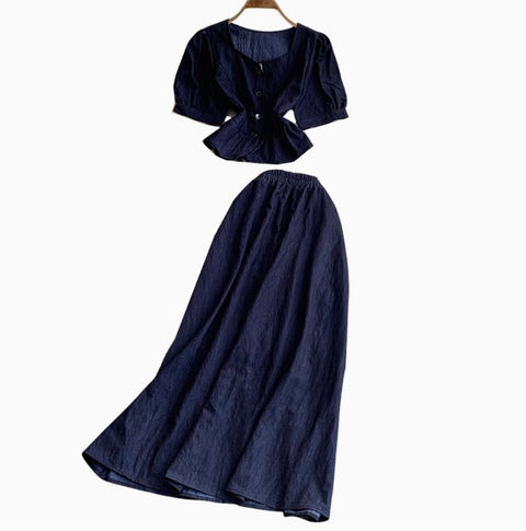 Premium Puffy Top & Half-body Skirt 2Pcs