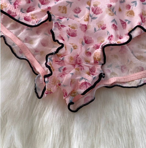 Sexy Floral Camisole & Shorts 2Pcs