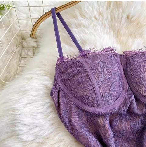 Backless Embroidery Lace Slip Dress