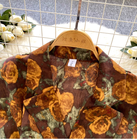 Suit Collar Printed Vest with Belt