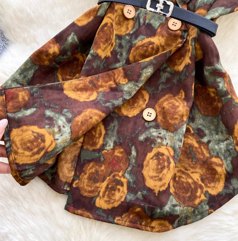 Suit Collar Printed Vest with Belt
