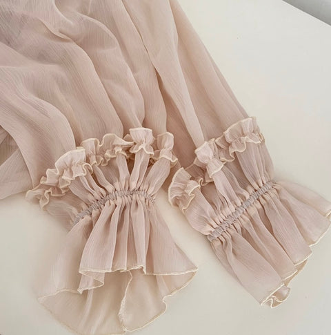 Off-shoulder Chiffon Top & Skirt 2Pcs