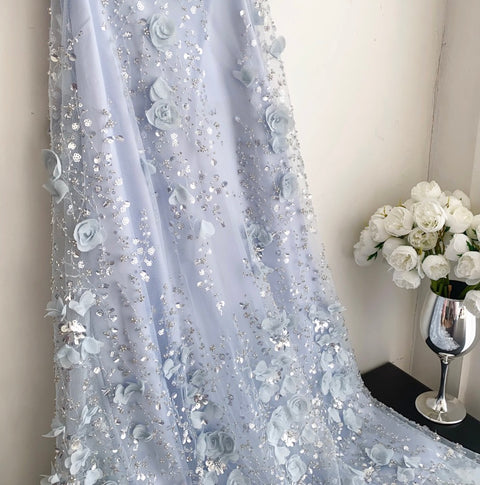 Beaded Sleeveless A-line Mesh Dress